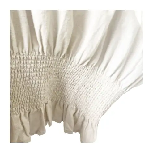 Cupcakes and Cashmere Linen Ruffled Smocked Cropped Blouse Size Medium