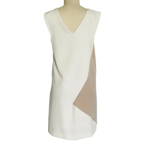 Milly Asymmetrical Color block Shift Dress Neutral Cream Tan