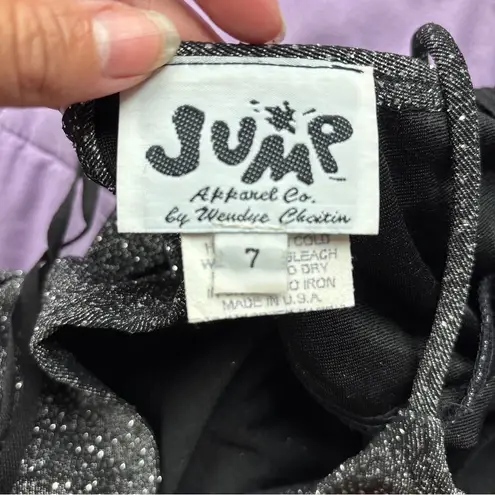 Jump Vintage 90s Black + Silver Glitter Full Length Sleeveless Prom Dress