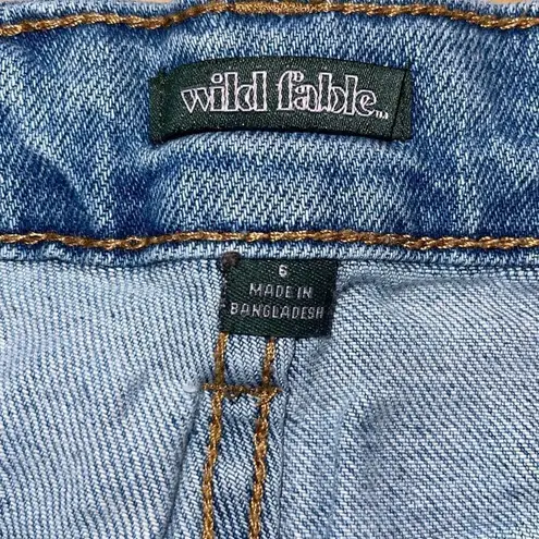 Wild Fable  Womens High Rise Button Fly Distressed Boyfriend Crop Jeans Blue Sz 6