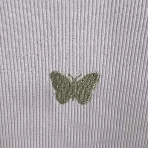 Daisy Street Ribbed Tee Butterfly Embroidered Size Medium New