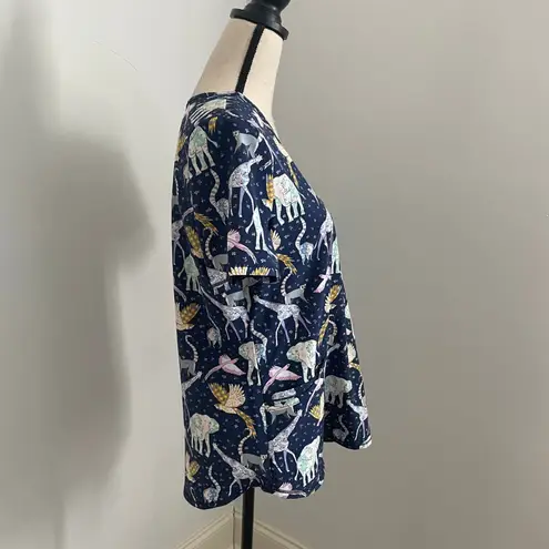 Scrubstar Scrub Top Animal Print size Small Blue Vet Tech Medical Nurse Premium