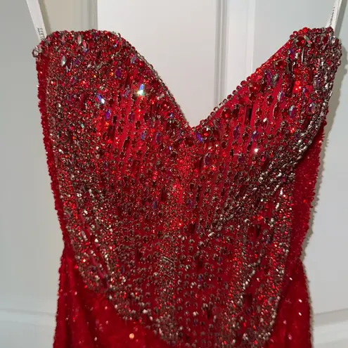 Glamorous Portia and Scarlett Red Sparkly Strapless Dress Size 6