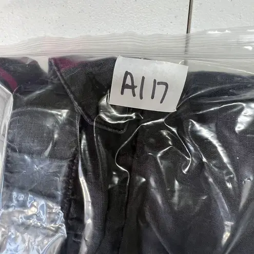 Rachel Roy XL Pants Linen Crop Tapered Leg Cargo Pocket Boho Grunge Lightweight Black