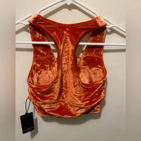 NWT Lanston sport copper velvet two piece set jogger bra sz XS Orange