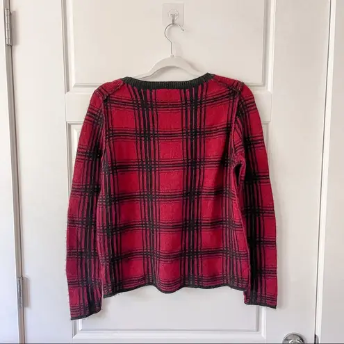 360 Cashmere  PALOMA Pullover Sweater OXBLOOD Plaid