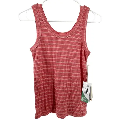 Carve Designs Ever Tank Top Grapefruit Stripes Casual Stretch Pink White L NWT