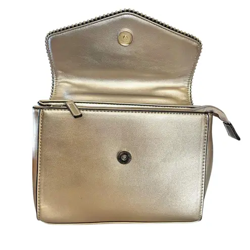 Christian LaCroix CXL Silver Faux Leather Bead Trim Top Handle Crossbody Handbag