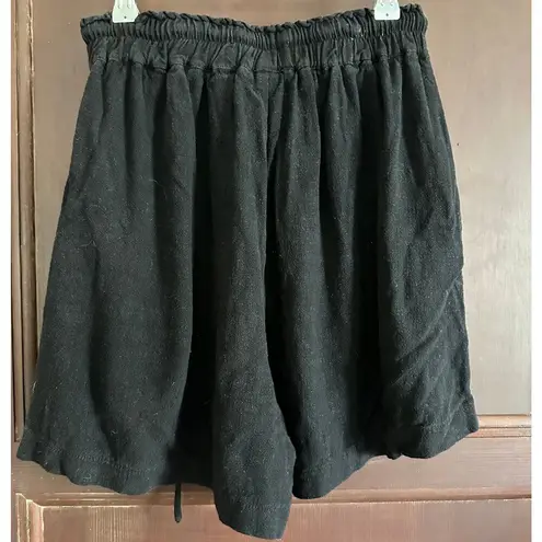 THE LULLABY CLUB | Breezy Textured Cotton Pull On Shorts | Small / Medium Black