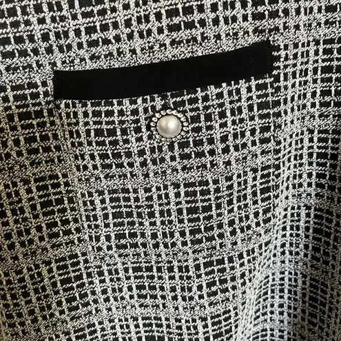 1 Madison Karl Lagerfeld Paris Women’s SZ 16 Black White Tweed Sheath Dress Pearl Button