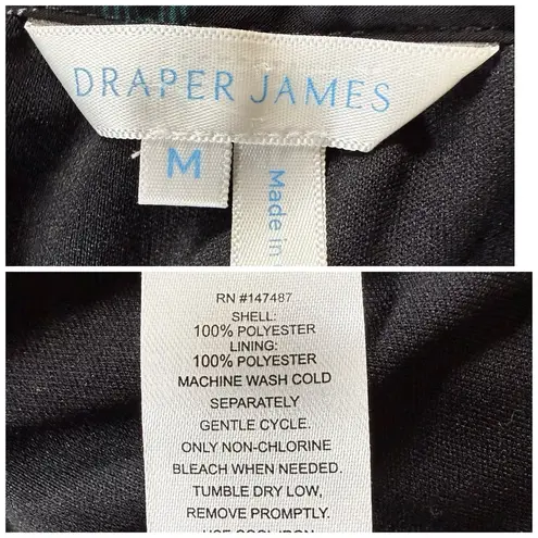 Draper James Dress M Drop Waist Sheer Sleeve Plaid Academia Preppy Schoolgirl