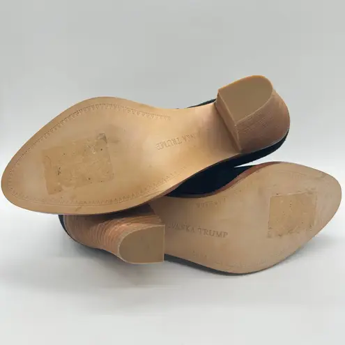 Ivanka Trump Black Suede Western Stitch Block Heel Ankle Boots Zip Size 9