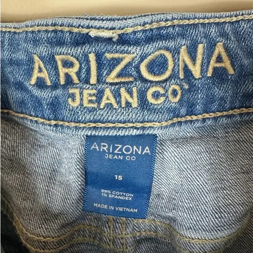 Arizona Jeans Womens 15 Medium Wash Distressed High Rise Straight Leg Streetwear