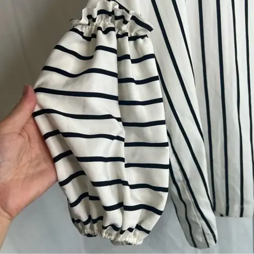 After Market Striped Puff Sleeve Black & White Vertical Blouse Size Small