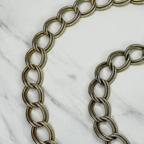 Gold Tone Textured Chain Link Belt Double Hook One Size Y2K ✨