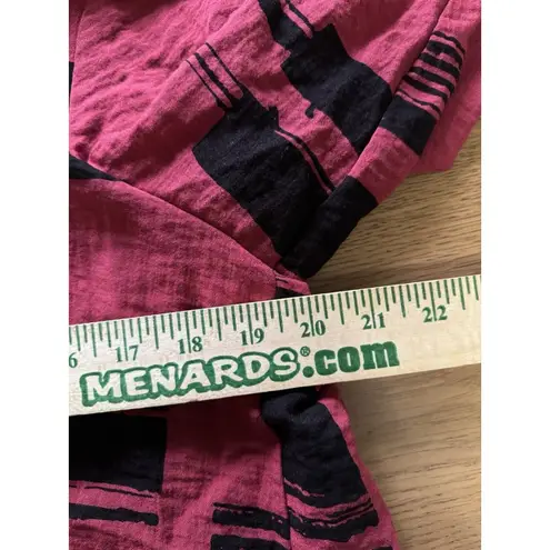 Habitat Clothes To Live In Women Small Black Red Cowl Neck Lagenlook Tunic Top