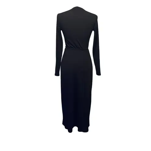 REFORMATION JEANS Ribbed Black Wrap Midi Dress XS NWT