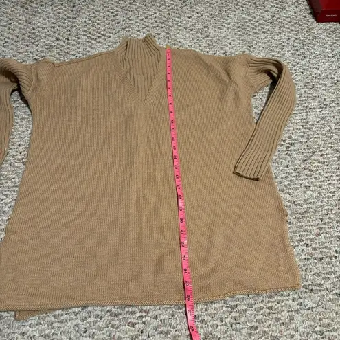 Tory Burch  Mock Neck Merino Wool Oversized Tan Sweater- Size Small