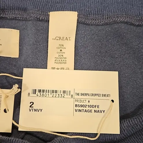 The Great The Sherpa Cropped Sweatpant Vintage Navy Ditsy Floral Embroidery 2 M