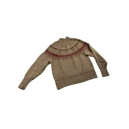 Vintage Abel & Lula Fair Isle Wool Blend Sweater With Ribbed Cuffs & Hem Beige B Pink Size L