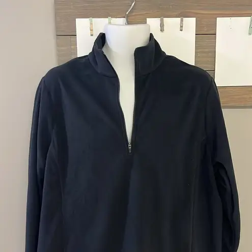 Land’s End Women Black Long Sleeve Antistatic Pullover ZipUp Fleece