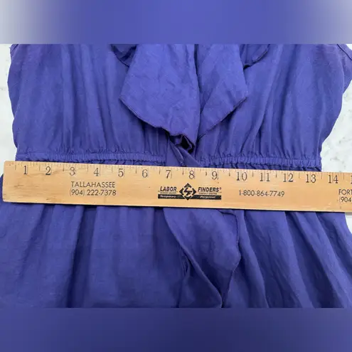 Russ Berens Malibu 100% Linen Dress Ruffle Women’s S Purple Hand Colored