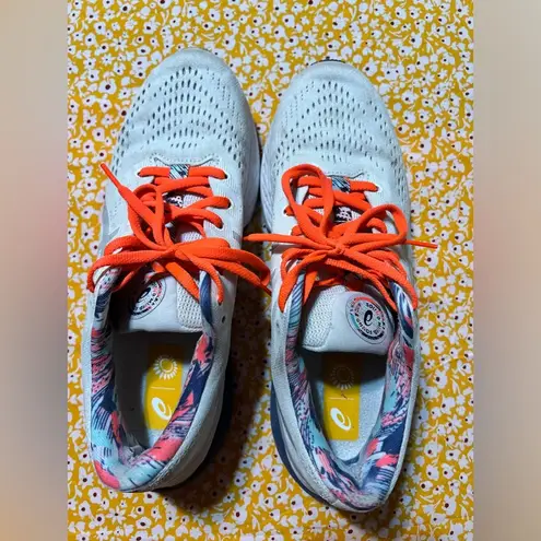 ASICS  running shoes, fun colors, great support in shoes, gently worn, size 10