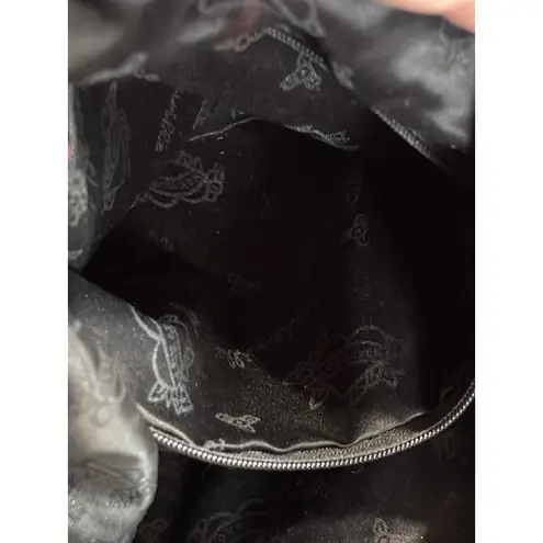 Betseyville Shoulder Bag Purse Cheetah/Bows Gray/Red Logo Studs Lined Zip Close Red