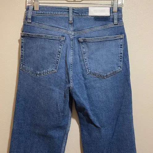 RE/DONE  High Rise 70s Stove Pipe Button Fly Raw Hem Denim Jeans Size 26