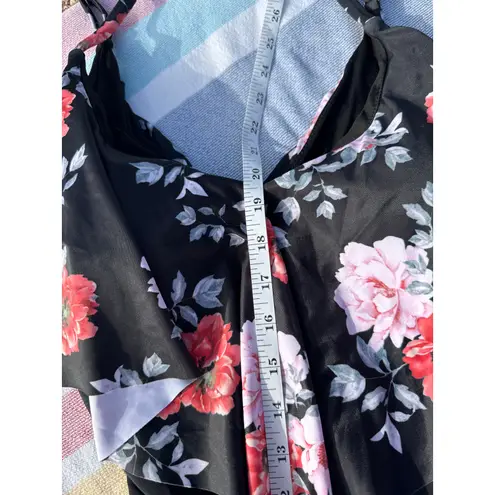 NWOT, Women, One Piece Bathing Suit, Ruffle Top with Black, Sz XL Black