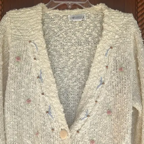 Private Party Vintage Sweater Beige Cardigan Womens M Button Up