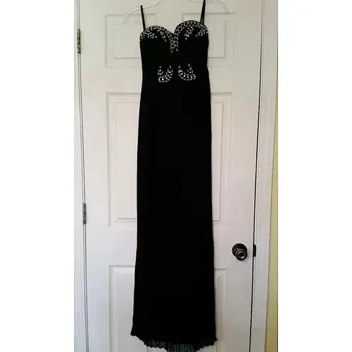 Chi Chi London Black Beaded Pleated Shirred Back Strapless Maxi Dress by Chi Chi from Modcloth