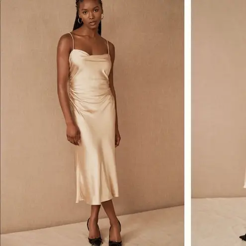 Sachin + Babi NWT Winter Slip Dress in Gold Size 8 Satin Tie Back