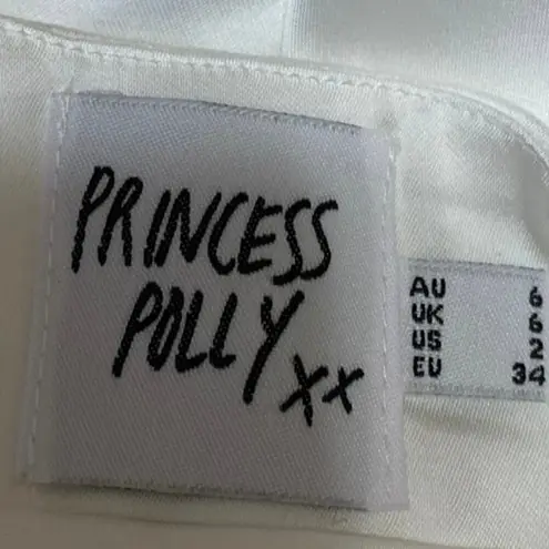 Princess Polly  Women's White Slit High Waisted Silk Satin Mini Slip Skirt Size 2