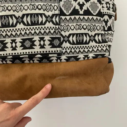 Bohemian Aztec Print Weekender Bag Large Travel Duffle Tote Vacation Boho Chic Black