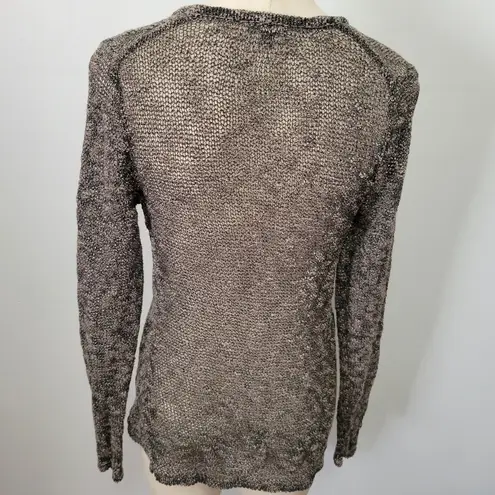 Lilla P brown cream netted vneck sweater size medium