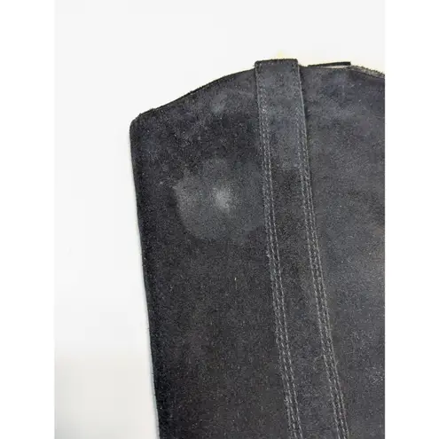 Sole Society Benedict Black Suede Knee High Boots Heeled Western Womens 8.5