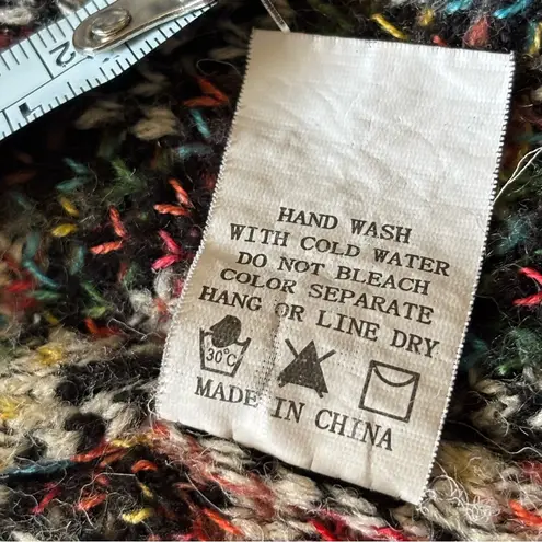 Dreamers Black and Cream Multicolor Chevron Cardigan with Floral Accents Size S