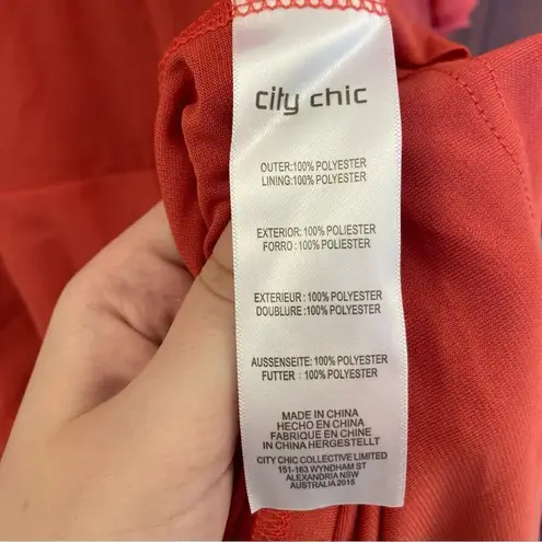 City Chic Adore Dress in Fruit Punch Chiffon Flutter Sleeves Size 22