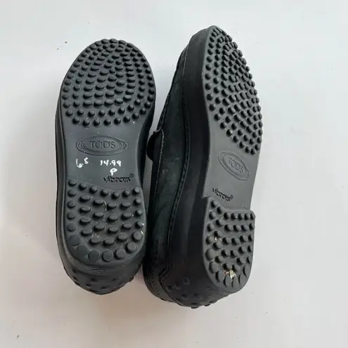 TOD'S DARK GRAY LEATHER SLIP ON LOAFERS WOMENS SIZE 37.5