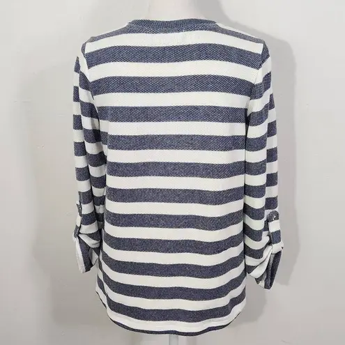 D&Co. Navy and White Striped Knit Top Size XXS Preppy Navy Stripe Top Blue