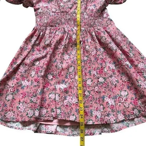 Mable Mini Dress Pink Puff Sleeve Square Neck Cottagecore Coquette Barbiecore Size L