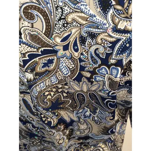 Asymmetrical Plus size 1X Short Sleeve Top Color Changing Diamonds Flowy Blue