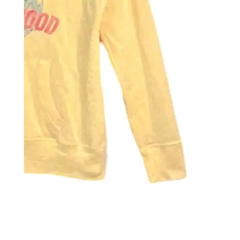 Planet Hollywood  Top Womens Size Large Yellow Pullover Hoodie Pocket Long Sleev