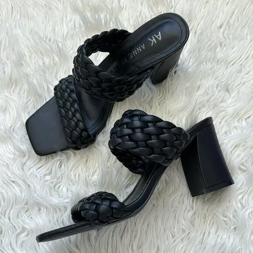 Anne Klein Anne Klien Black Block Heel Braided Sandals