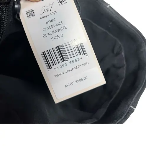 Cinq a Sept Ali Skirt Midi Length Seamed Black White Size 2