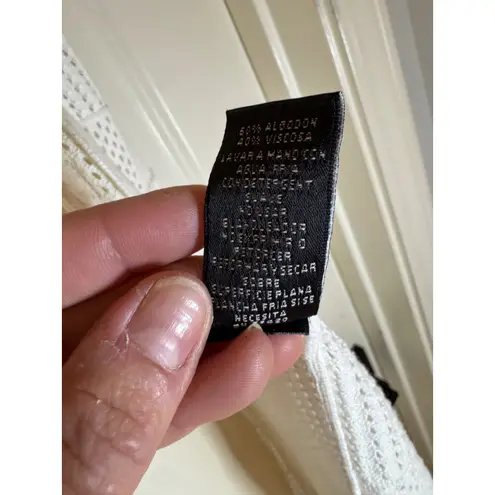 August Silk Open Knit Longline Cardigan White Women's Size M