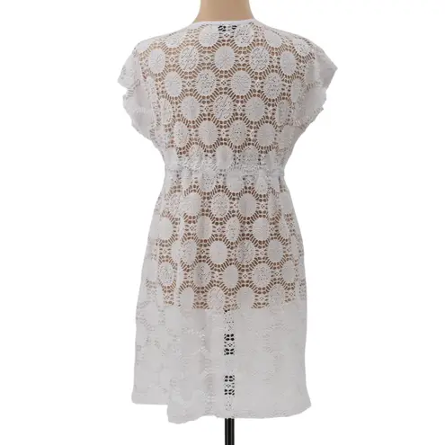 Blue Island Crochet Lace Swim Cover Dress Beach Poolside Vacation Resort Size M