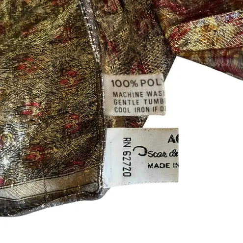 Vintage Genuine Lizard Brown Leather Frame Handbag with Oscar de la Renta Scarf