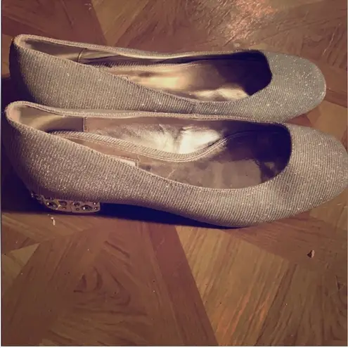 Dune London Women's Bijoux Metallic Lurex Ballerina